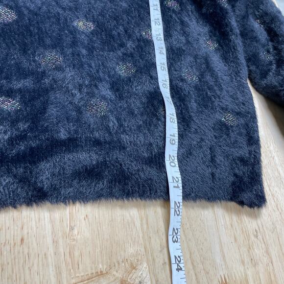 Marine Layer NWT Arielle Crewneck Sweater Black Metallic Funfetti Size L Fuzzy - Picture 11 of 11